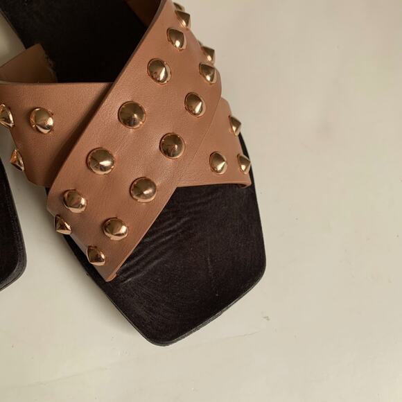 Bamboo Brown Studded Sandal - Picture 2 of 7